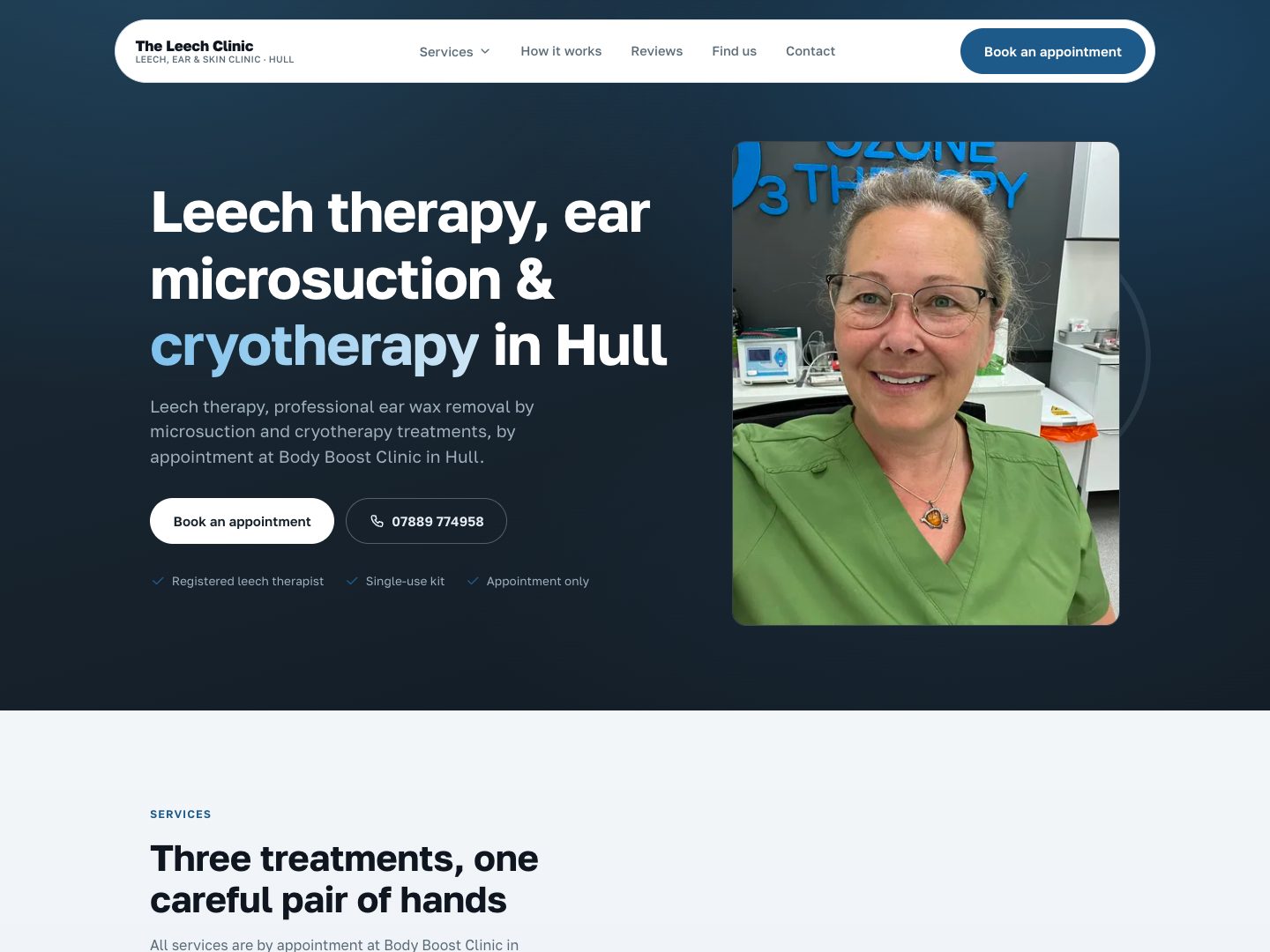 The Leech Clinic website
