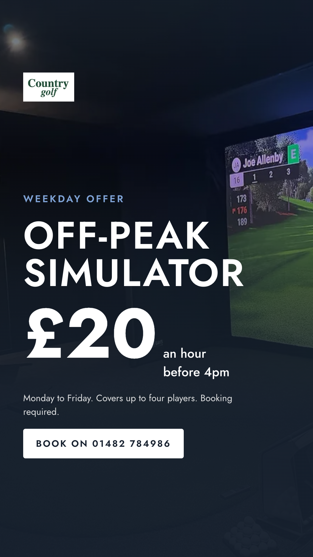 Weekday offer: off-peak simulator before 4pm.